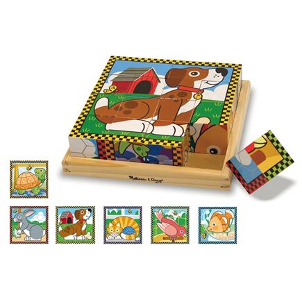 Puzzle drevené kocky - domáce zvieratá - EY04314BB